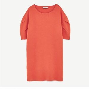 Zara SHORT PUFF-SLEEVED DRESS-coral-ref 9919/010-M